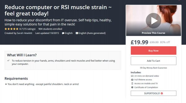 Reduce computer or RSI muscle strain ~ feel great today!